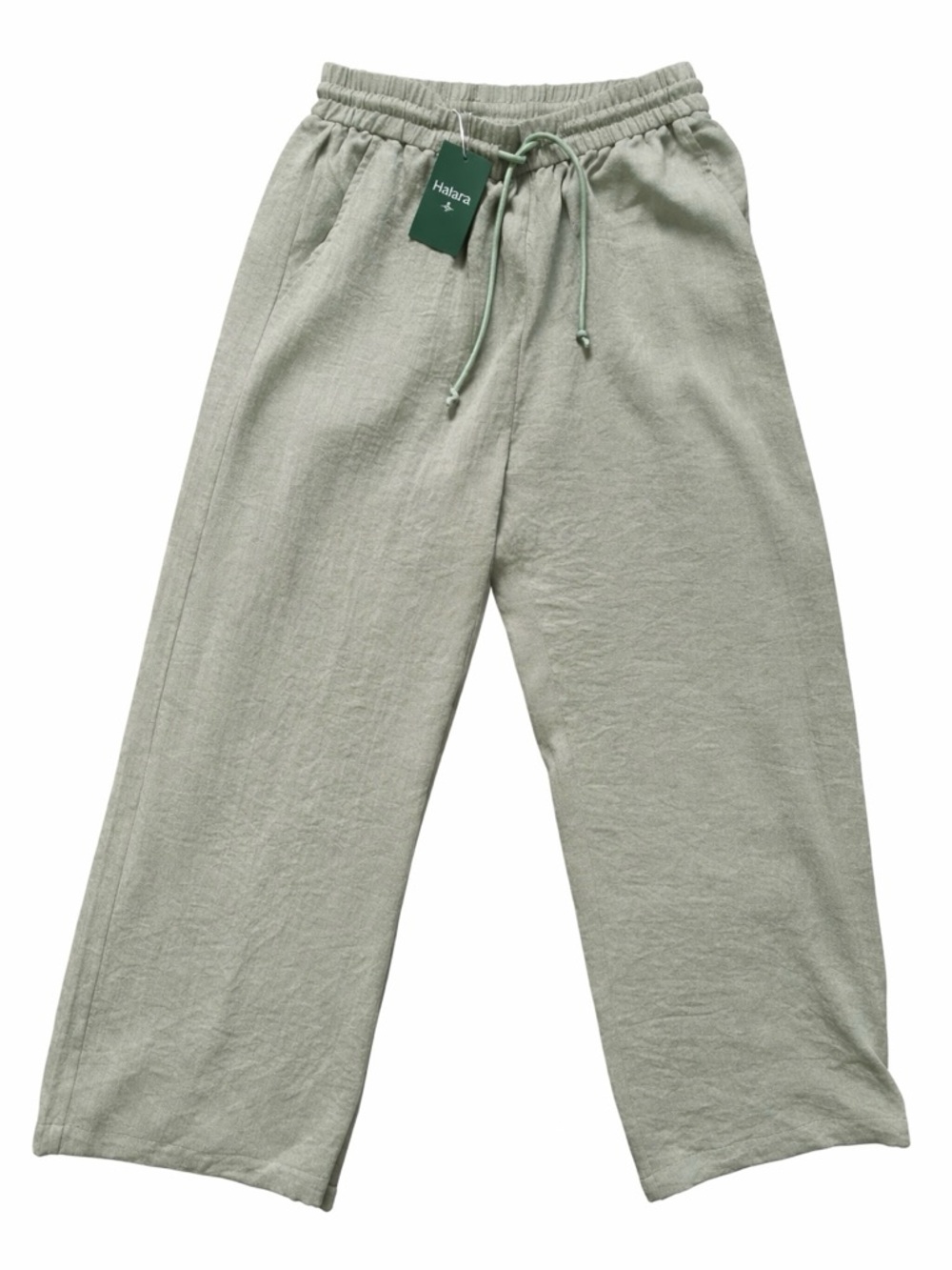 HALARA Light Sage Wide-Leg Drawstring Pants - Picture 2 of 5